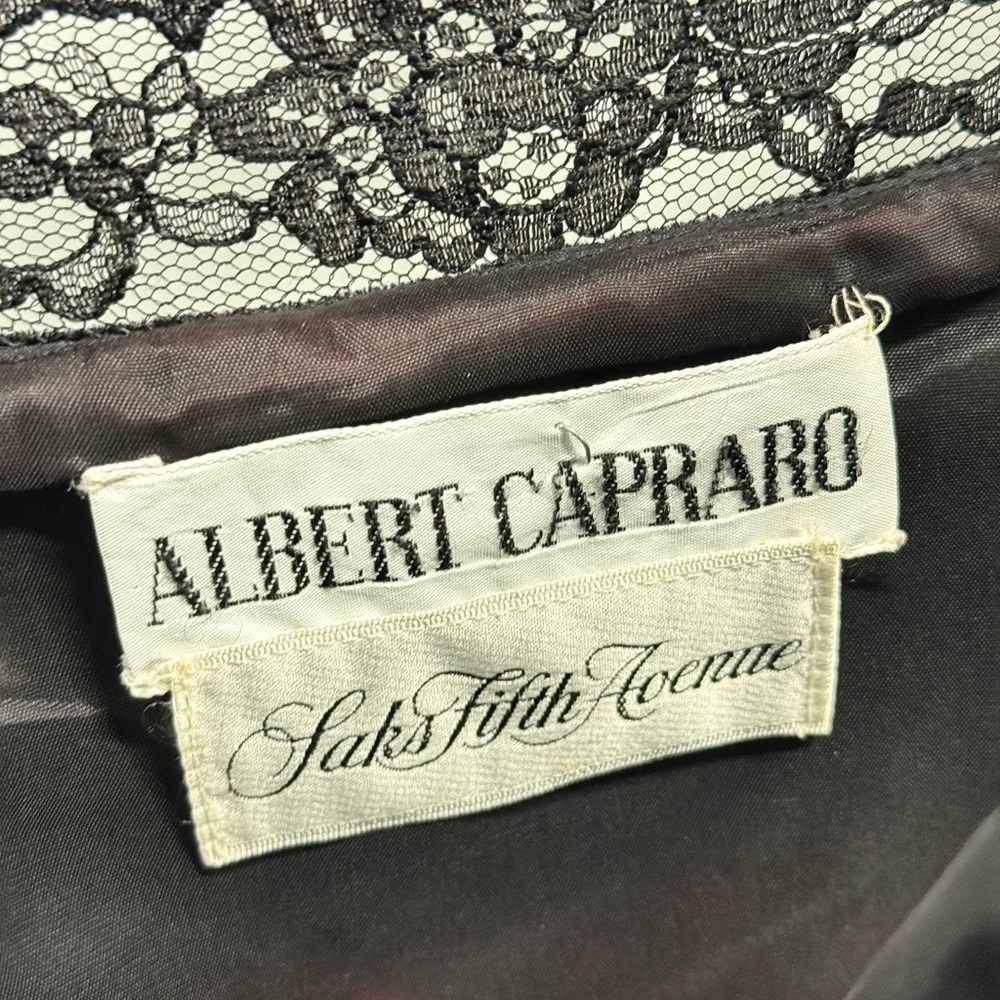 Albert Capraro Saks Fifth Avenue Black Lace Trim Dress - Picture 6 of 6
